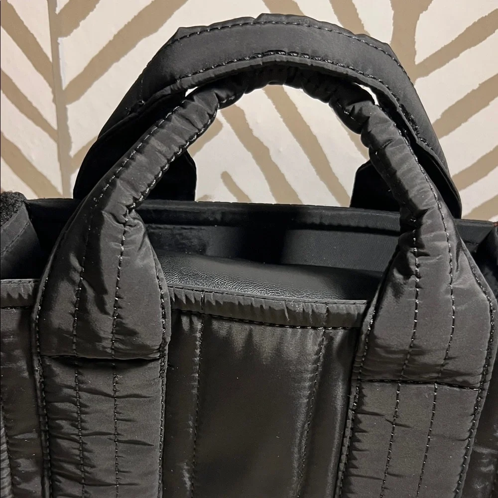 Steve Madden Black Quilted Nylon/Sherpa Tote - Picture 3 of 7